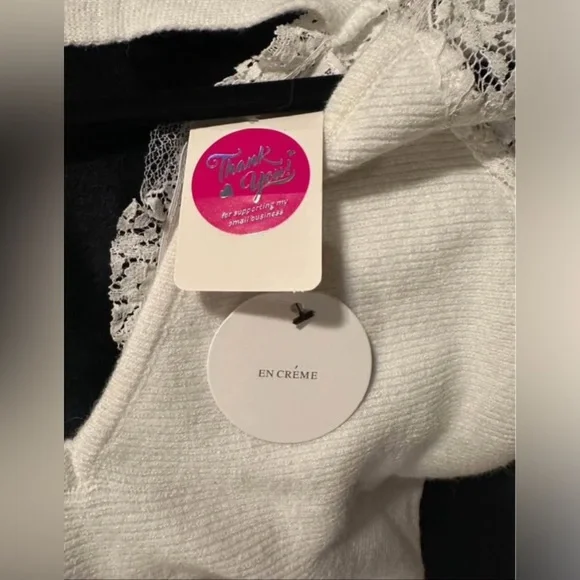 2/$50 White Lace Crop Sweater - Picture 4 of 5